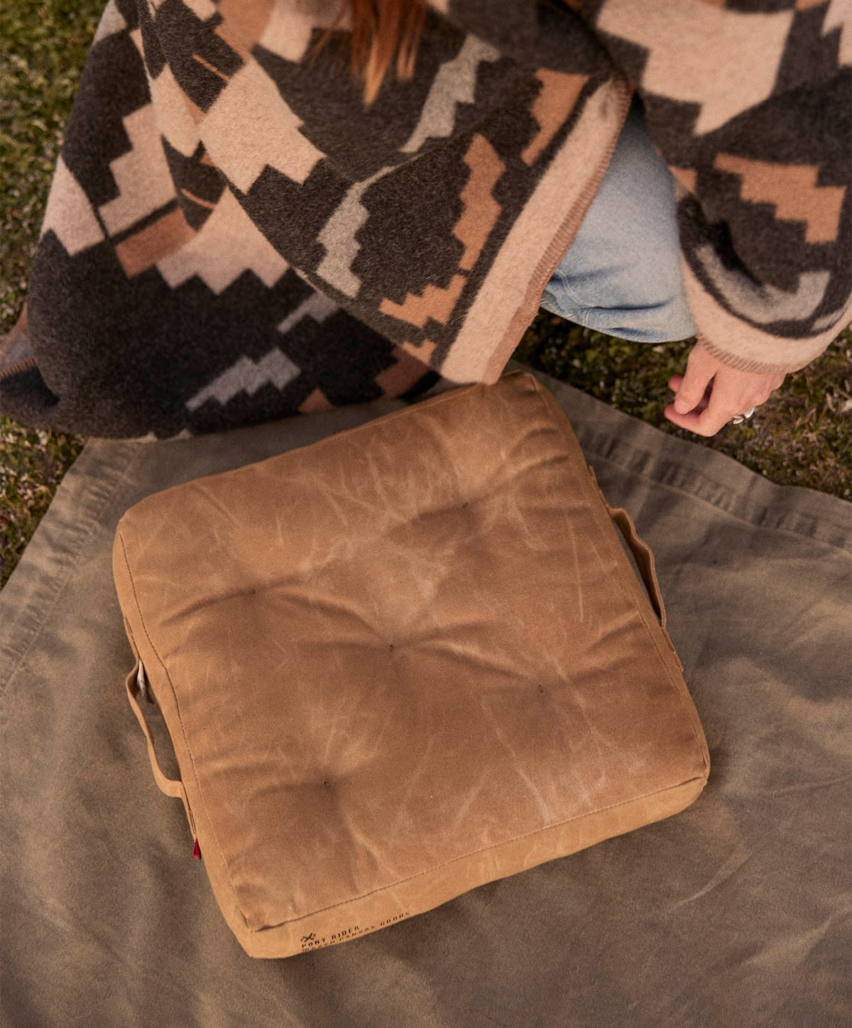 Camp Fire Seat Cushion Square | Waxed Clay | Clay