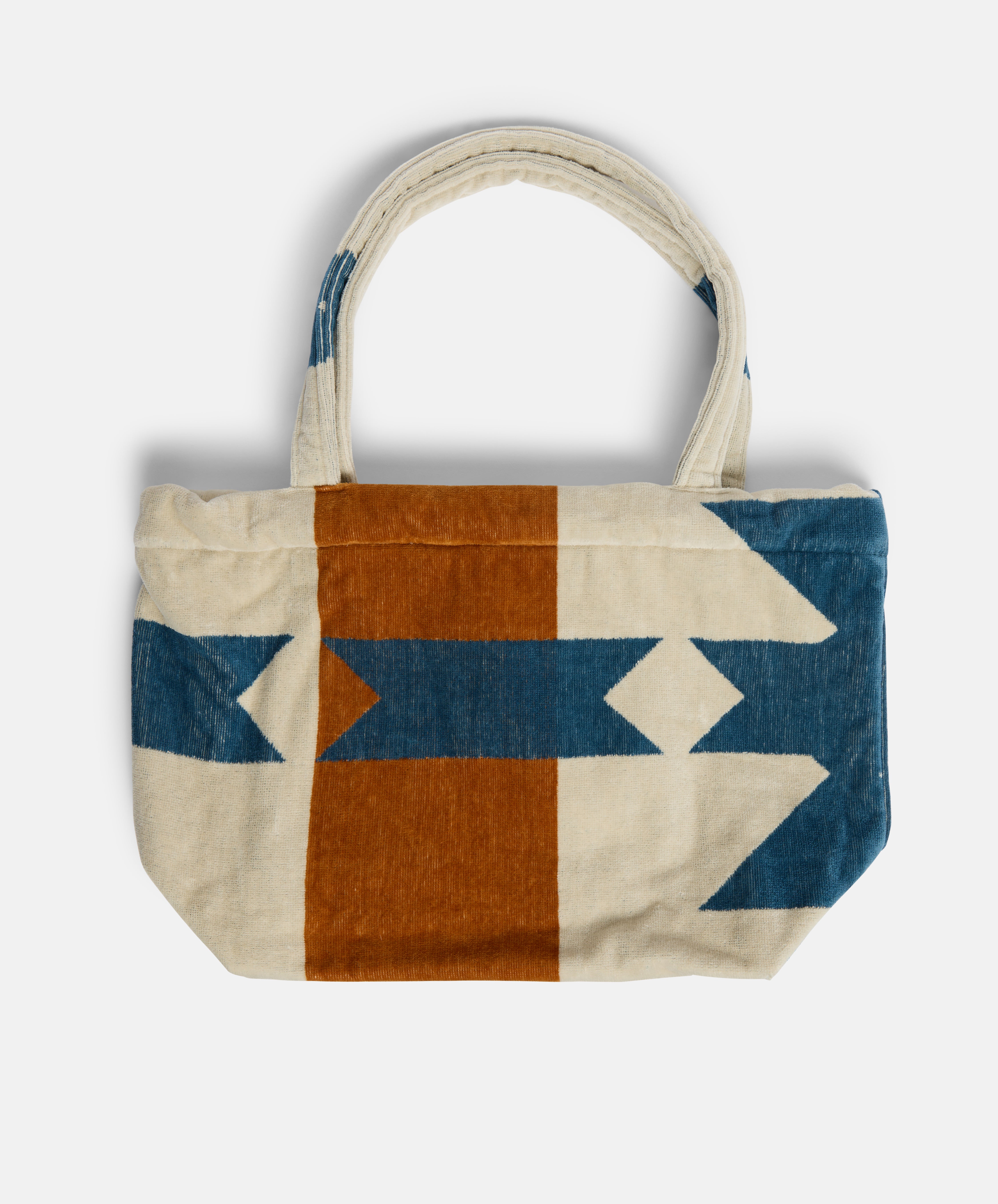 Canyon River Beach Tote | Recrafted Terry Towelling I Natural / Khaki / Blue