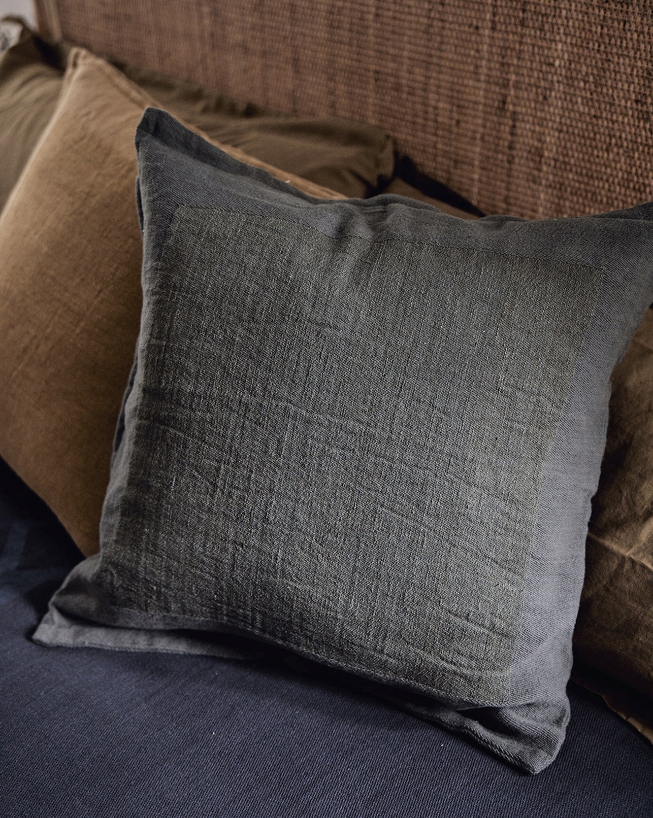 Bare Bones Linen Cushion | Forest Green